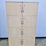 Wooden Locker Office Cabinet |  8-Door Maple Lockable Staff Storage Unit