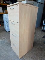 4 Drawer Filing Cabinet | Office Maple-Effect Storage with Plastic Handles - Image 2