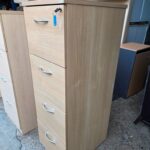 4 Drawer Filing Cabinet | Beech-Effect Office Storage with Lockable Drawers