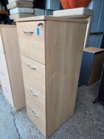 4 Drawer Filing Cabinet | Beech-Effect Office Storage with Lockable Drawers