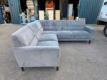 L-Shape Corner Grey Sofa with Suede-Effect Fabric | 5 Seaters, Wooden Feet - Image 2