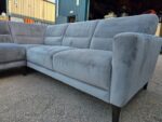 L-Shape Corner Grey Sofa with Suede-Effect Fabric | 5 Seaters, Wooden Feet - Image 4