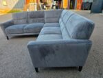 L-Shape Corner Grey Sofa with Suede-Effect Fabric | 5 Seaters, Wooden Feet - Image 5
