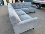 L-Shape Corner Grey Sofa with Suede-Effect Fabric | 5 Seaters, Wooden Feet - Image 8