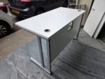 White Rectangular Office Desk with Grey Frame and Modesty Panel - 120cm x 60cm - Image 6