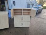 Wooden Locker Office Cabinet | 6-Door Maple Effect Lockable Staff Storage Unit - Image 2