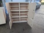 Wooden Locker Office Cabinet | 6-Door Maple Effect Lockable Staff Storage Unit - Image 7