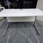 Rectangular Office Desk with Grey Frame and Modesty Panel - 120cm x 60cm