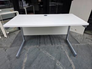 Rectangular Office Desk with Grey Frame and Modesty Panel - 120cm x 60cm