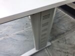 White Rectangular Office Desk with Cable Management, Grey Legs & Modesty Panel - Image 7