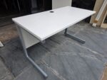 Rectangular Office Desk with Grey Frame and Modesty Panel - 120cm x 60cm - Image 2