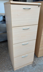 4 Drawer Filing Cabinet | Office Storage Lockable Maple-Effect with Handles