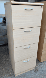 4 Drawer Filing Cabinet | Office Storage Lockable Maple-Effect with Handles