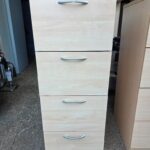 4 Drawer Filing Cabinet | Office Maple-Effect Storage with Plastic Handles