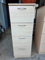 4 Drawer Filing Cabinet | Office Maple-Effect Storage with Plastic Handles