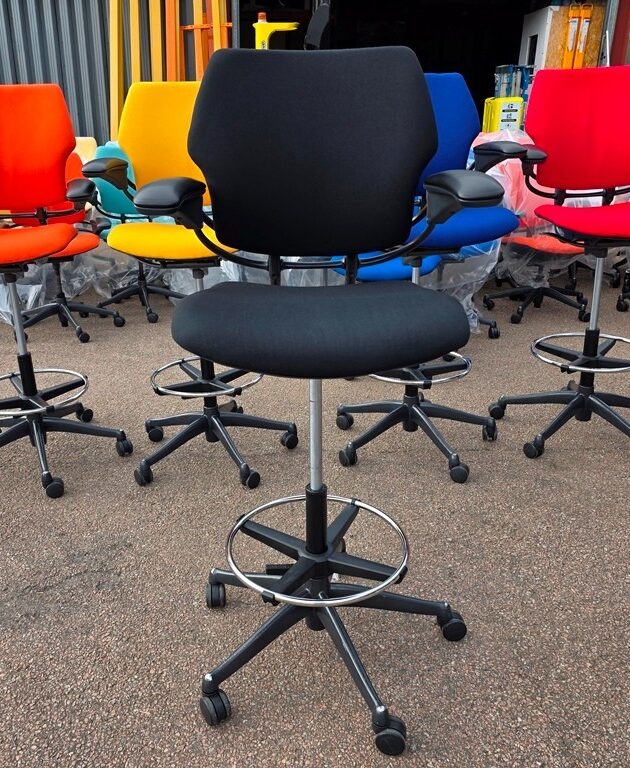 Black Humanscale-Freedom-Draughtsman-Chair-Tall-Ergonomic-Drafting-Stool