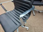 Black Swivel Office Chair | Faux Leather Seat | Chrome Arms & Castor Base - Image 5