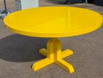 Yellow Round Meeting Table - Modern Breakout Room Office Unit - Wooden 140cm Top