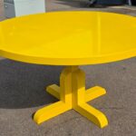 Yellow Round Meeting Table - Modern Breakout Room Office Unit - Wooden 140cm Top
