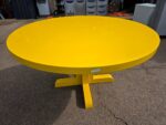 Yellow Round Meeting Table - Modern Breakout Room Office Unit - Wooden 140cm Top - Image 2