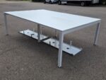 4 Person Bench Desk with Cable Management, White Overall and Adjustable Feet
