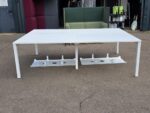 4 Person Bench Desk with Cable Management, White Overall and Adjustable Feet - Image 3