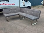Reception Corner High Sofa with Steel Legs - Grey Suede Leather - 164cm