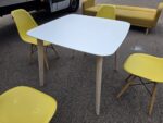 Square Meeting Table Set with 4 Yellow Eiffel Style Chairs - 90x90cm White Top - Image 7