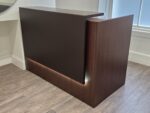 Modern Reception Desk Counter with Matching 3 Drawer Mobile Pedestal - Dark Wood - Image 2