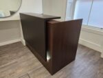 Modern Reception Desk Counter with Matching 3 Drawer Mobile Pedestal - Dark Wood - Image 5