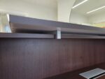 Modern Reception Desk Counter with Matching 3 Drawer Mobile Pedestal - Dark Wood - Image 6
