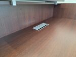 Modern Reception Desk Counter with Matching 3 Drawer Mobile Pedestal - Dark Wood - Image 9