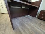 Modern Reception Desk Counter with Matching 3 Drawer Mobile Pedestal - Dark Wood - Image 10