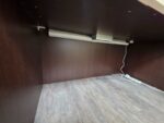 Modern Reception Desk Counter with Matching 3 Drawer Mobile Pedestal - Dark Wood - Image 17