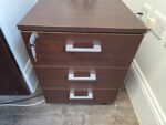 Modern Reception Desk Counter with Matching 3 Drawer Mobile Pedestal - Dark Wood - Image 19