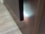 Modern Reception Desk Counter with Matching 3 Drawer Mobile Pedestal - Dark Wood - Image 21