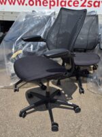 Humanscale Liberty Office Chair – Mesh Back, New Black Upholstery & Leather Pads