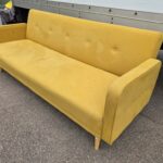 Click Clack Sofa Bed - 3 Seater Sleeper Couch with Yellow Fabric Upholstery