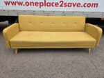 Click Clack Sofa Bed - 3 Seater Sleeper Couch with Yellow Fabric Upholstery - Image 2