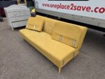 Click Clack Sofa Bed - 3 Seater Sleeper Couch with Yellow Fabric Upholstery - Image 8