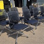 Vitra Meda Meeting Chairs with Mesh Back and Chromed Base - Set of 8 Black Units