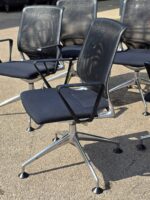 Vitra Meda Meeting Chairs with Mesh Back and Chromed Base - Set of 8 Black Units - Image 4