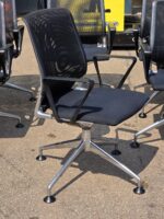Vitra Meda Meeting Chairs with Mesh Back and Chromed Base - Set of 8 Black Units - Image 6