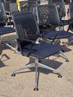 Vitra Meda Meeting Chairs with Mesh Back and Chromed Base - Set of 8 Black Units - Image 7