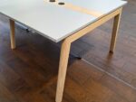 4 Person Bench Desk - Light Grey Tops, Wooden Legs and Power - 120cm Per Person - Image 3