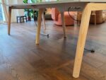 4 Person Bench Desk - Light Grey Tops, Wooden Legs and Power - 120cm Per Person - Image 7