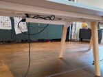 4 Person Bench Desk - Light Grey Tops, Wooden Legs and Power - 120cm Per Person - Image 9