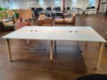 4 Person Bench Desk - Light Grey Tops, Wooden Legs and Power - 120cm Per Person - Image 10