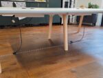 4 Person Bench Desk - Light Grey Tops, Wooden Legs and Power - 120cm Per Person - Image 11
