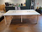 4 Person Bench Desk - Light Grey Tops, Wooden Legs and Power - 120cm Per Person - Image 21